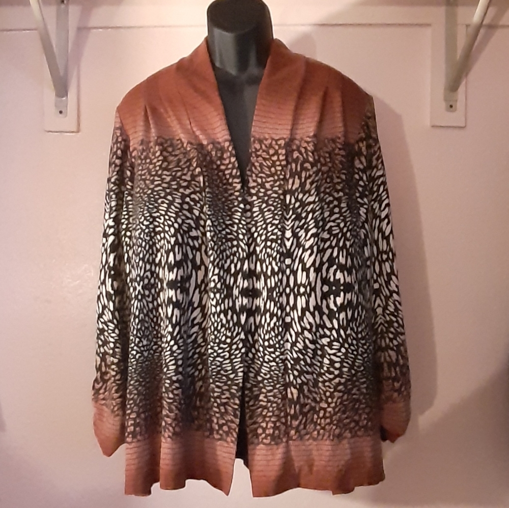 roz&ALI Leopard/Jungle Print Sweater 3X